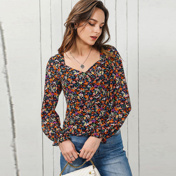 Floral Bubble Sleeve Top