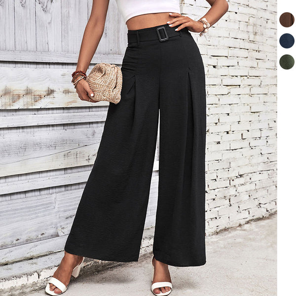 New Style Solid Color High-Waisted Wide-Leg Casual Pants