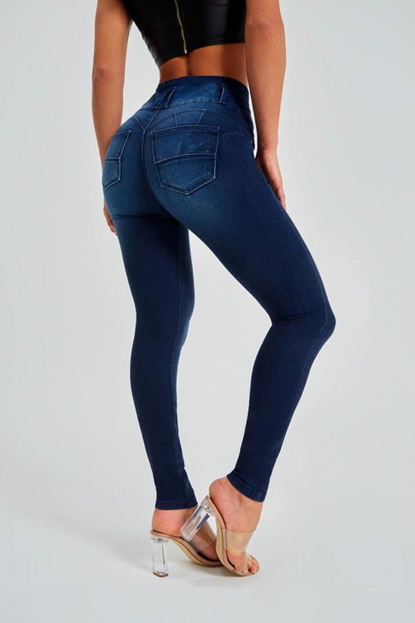 Women's High-waisted Slim-fit Elastic Shaping Lifted Buttocks Jeans