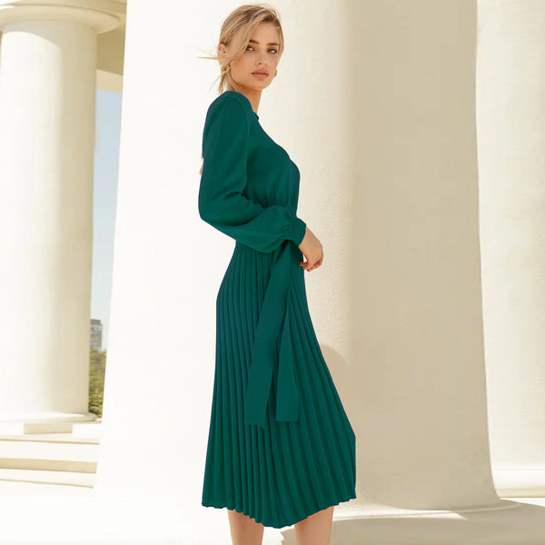 Knitted Slim-fit Pleated Midi Sweater Dress