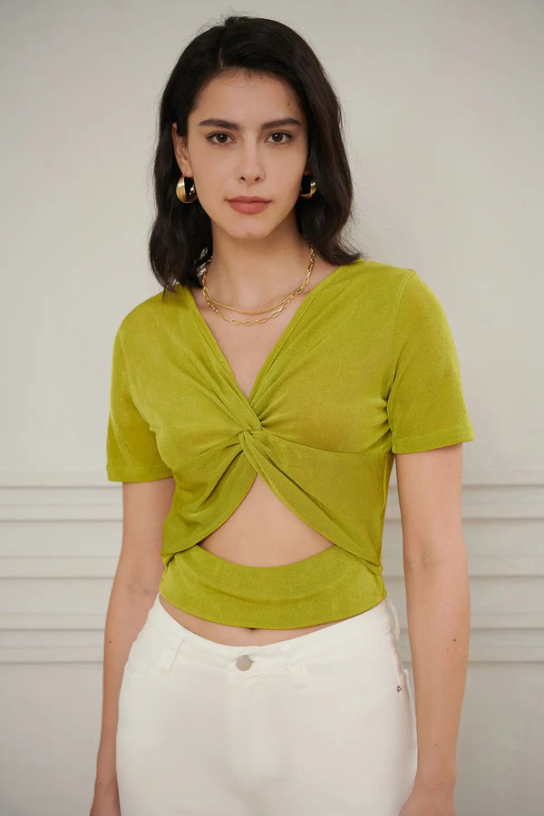 Cut Out Twist Crop Top