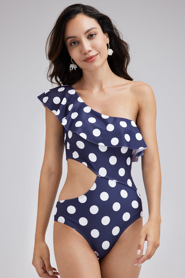 Ruffle Cut Out One Piece Swimsuit