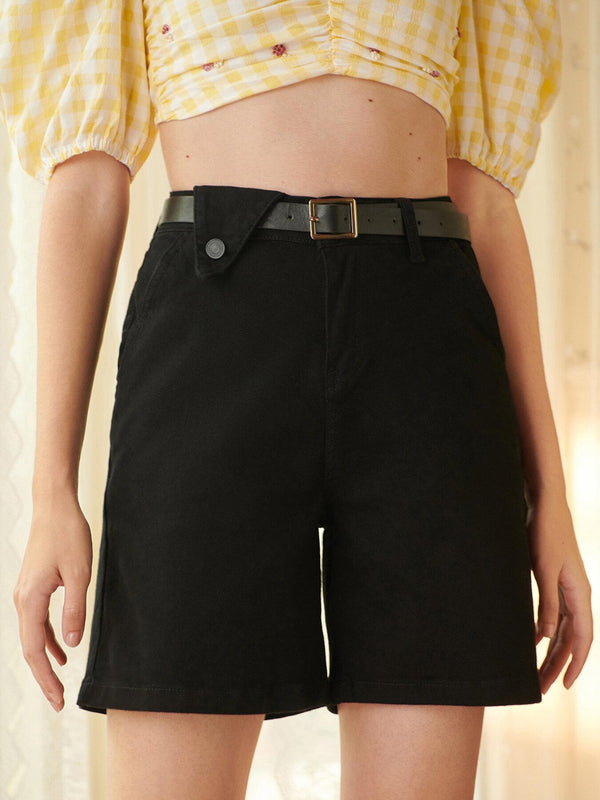 Pocket Denim Shorts With Belt