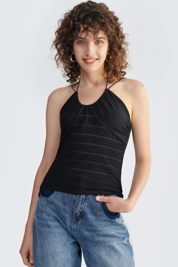 Spaghetti Strap Tie Back Camis Top