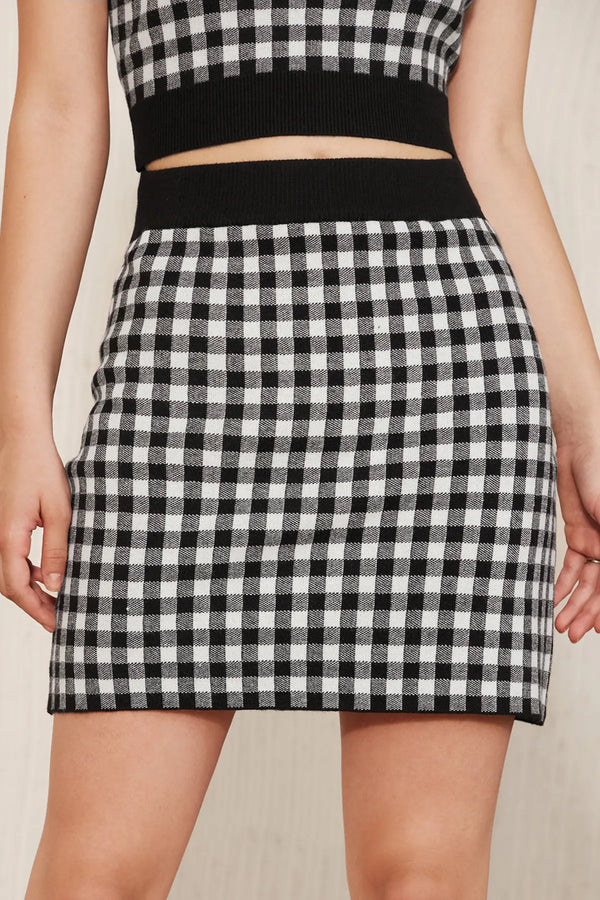 Plaid Elastic High Waist Sweater Skirt