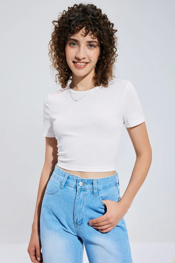 Backless Bow Back Crop Tee