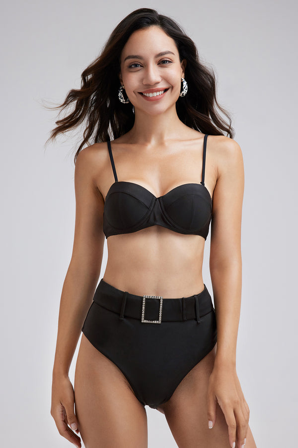 Push Up High Waist Bikini With Belt