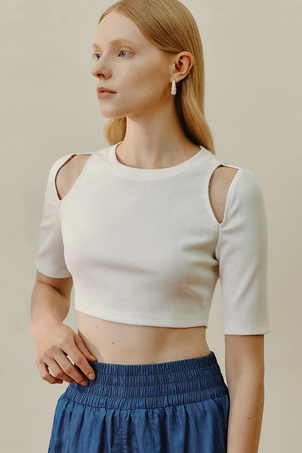 Women's Cut Out Rib Crop Top