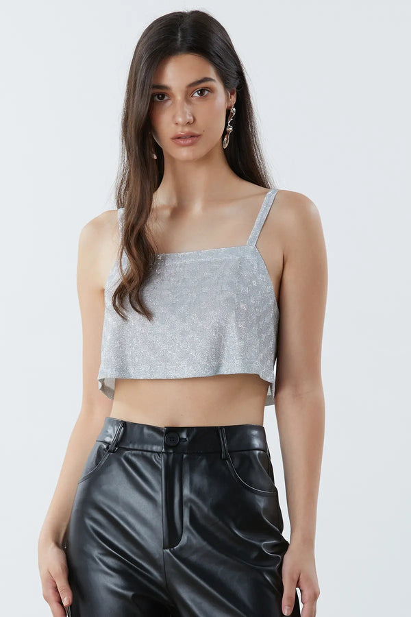 Party Glitter Backless Crop Camis Top