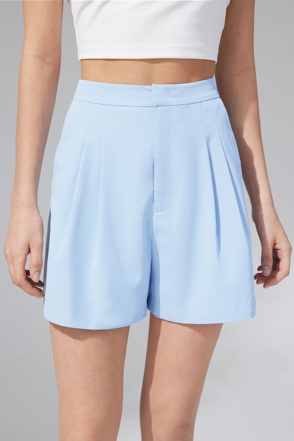 Plicated High Waist Wide Leg Shorts