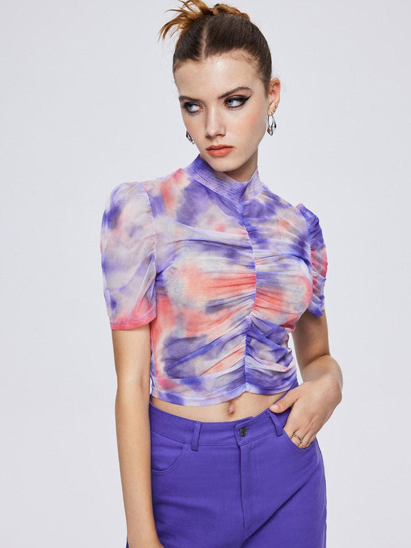 Tie Dye Ruched Crop Top