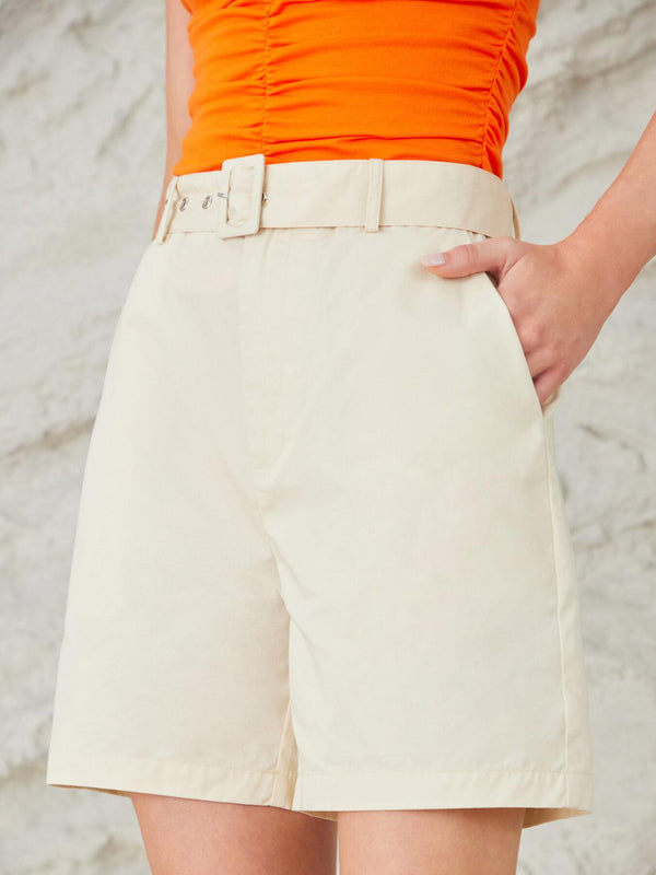 Women's Belted Pocket High Waist Shorts