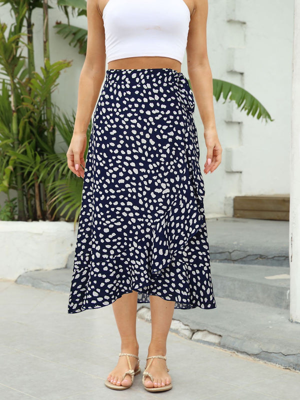 Floral Belted High Waist A line  Short Skirt