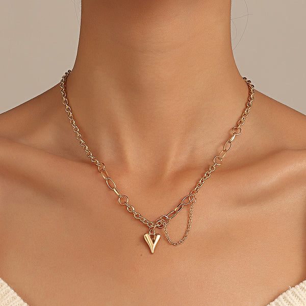 Punk heart-shaped collarbone Necklace