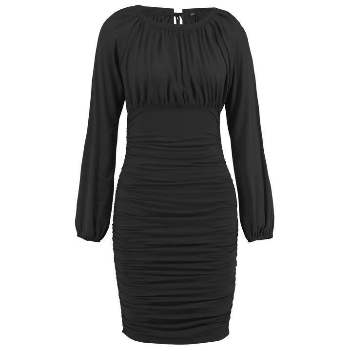 Women's New Sexy Lace-Up Pleated Slim Fit Long Sleeve Mini Dress - ONEK