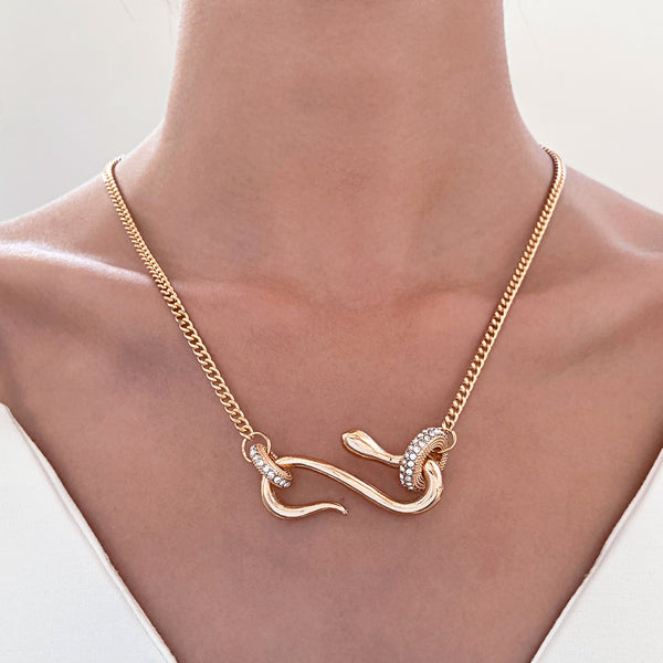 Full Diamond Circle Spirit Snake Necklace