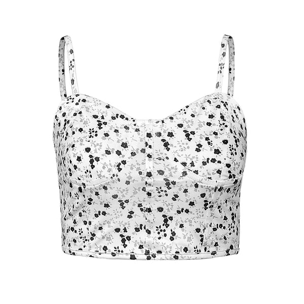 Sexy Floral Crop Top with Navel-revealing Cami for Women