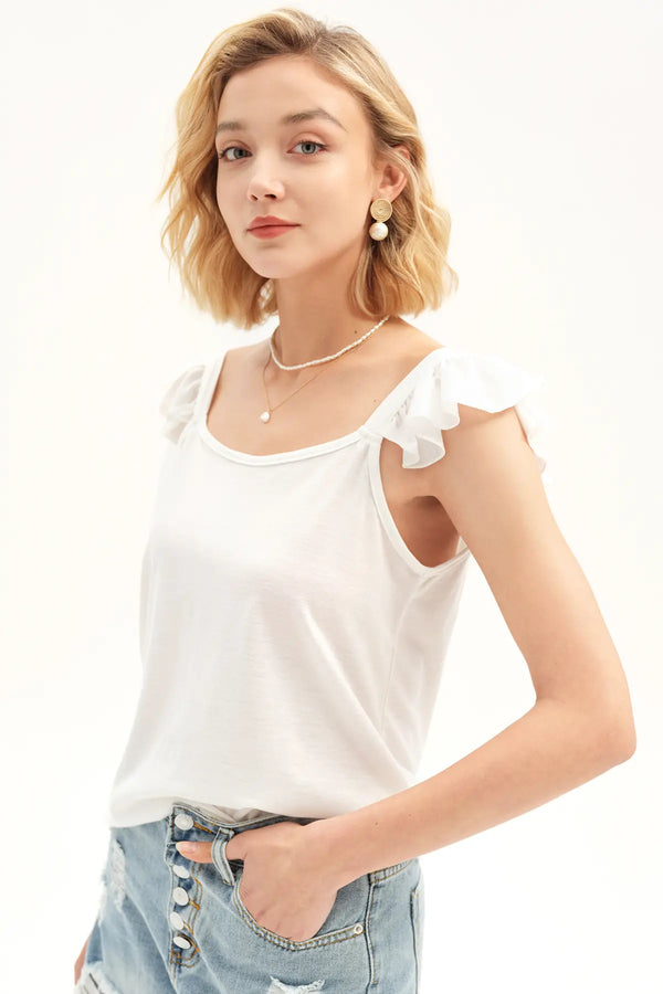 Scoop Neck Butterfly Sleeve Top