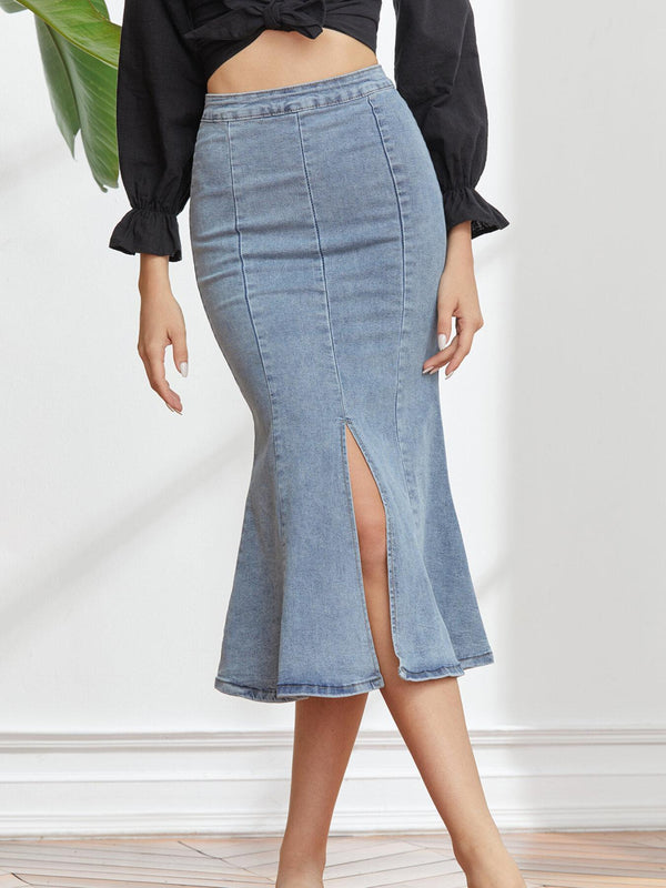 Split Zipper Back Mermaid Skirt