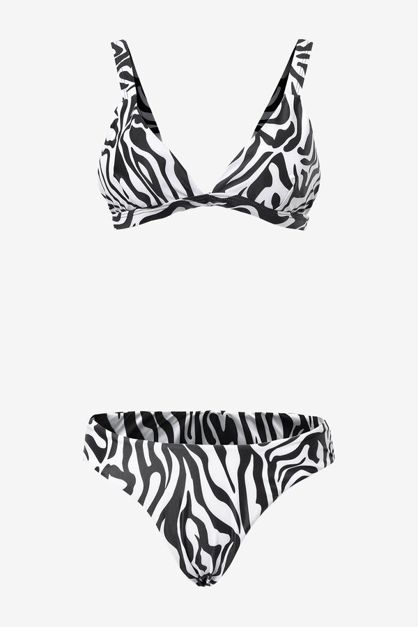 Zebra Striped Tie Back High Cut Bikini