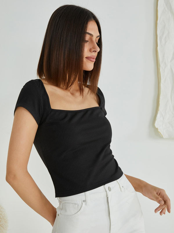 OL Plain Square Neck Rib Tee