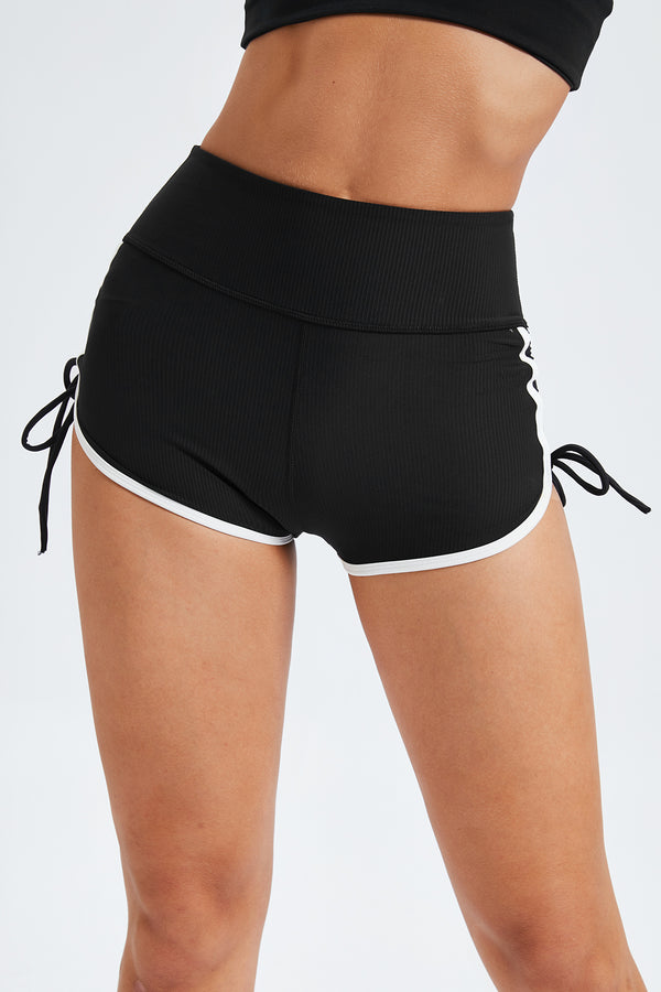 Contrast Binding Tie Side Active Shortsleggings