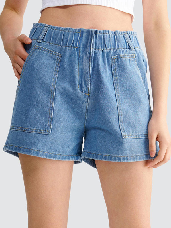 Pocket Straight Leg Denim Shorts